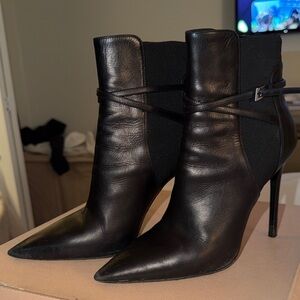 Prada Black Leather Heeled Boots